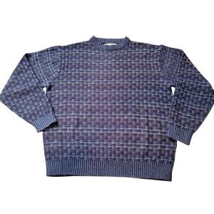 Men's Large Munsingwear Sweater Navy Textured Pullover Knit Vintage Korea